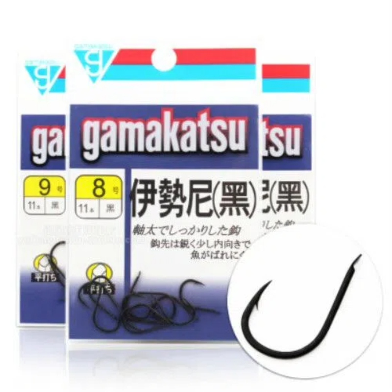 Anzuelos japoneses Gamakatsu, anzuelos negros de púas ISEAMA, anzuelos de acero de alto carbono, anzuelos afilados súper portátiles, anzuelos de pesca de carpa anticorrosión