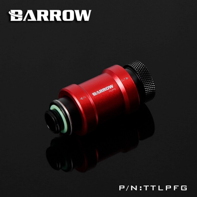 Barrow TTLPFG Flat push type check valve single inner thread part for water cooling computer: black  body red