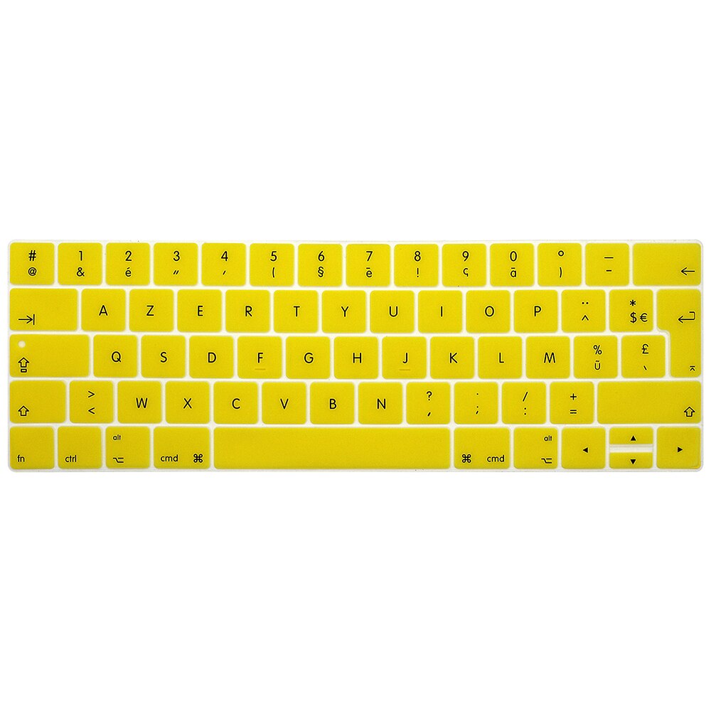 HRH ue wersja francuska Azerty cienka klawiatura obejmuje skórki silikonowe dla Macbook Pro 13 "15" A1706 A1707 A1989 A1990 A2159 pasek dotykowy: Yellow