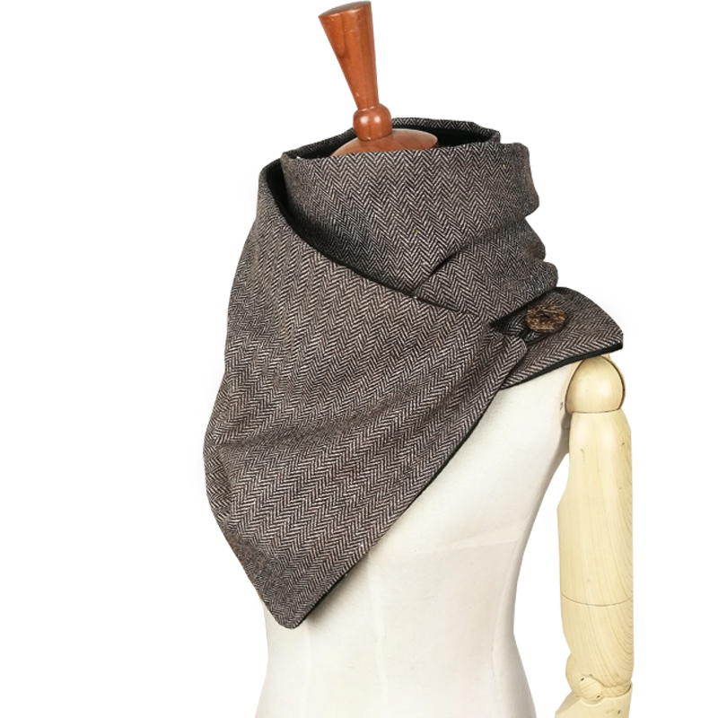 Leo anvi vinter skjerf menn ull bomull unisex sildben chevron ringe skjerf kvinner pakke inn håndlaget uendelig skjerf: Brun