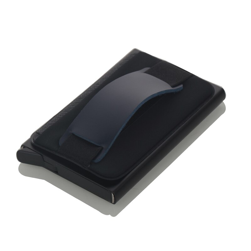 Mannen Creditcardhouder Automatische Kaarthouder Aluminium Mini Portemonnee Met Back Pocket Id-kaart Rfid Blocking Portemonnee: blue