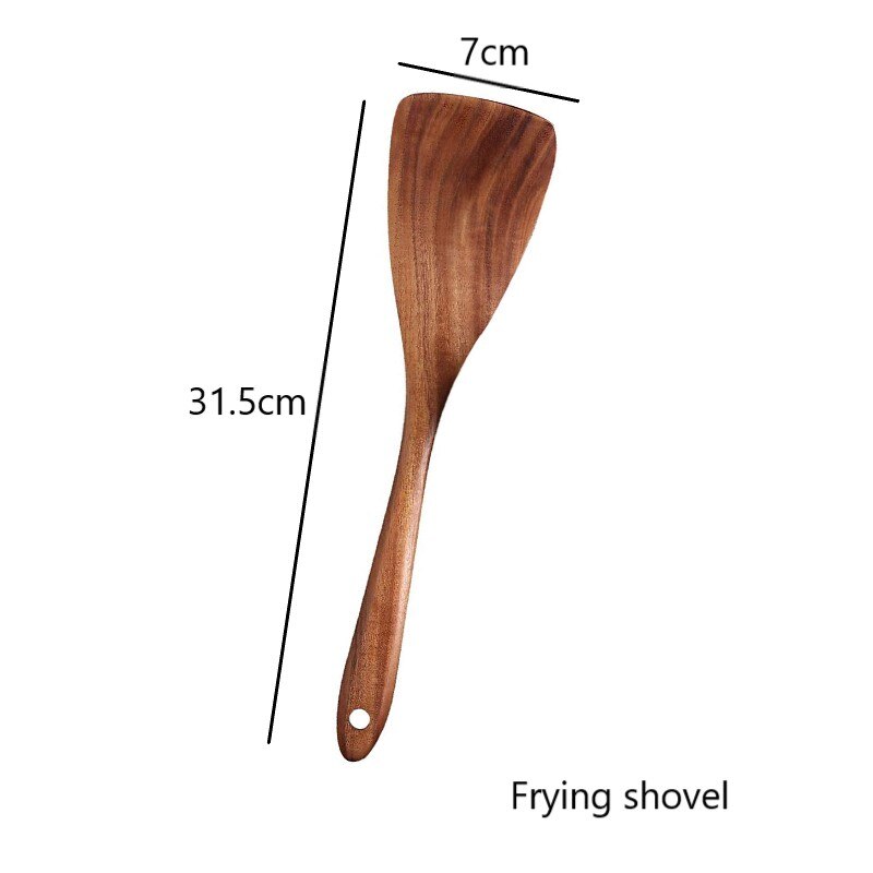 Natürliche Holz Küche Geschirr Kochen Utensil einstellen Nicht-Stock Pfanne Holz Spatel Löffel Für Küche Salat Gabel Küche Werkzeuge einstellen: 05