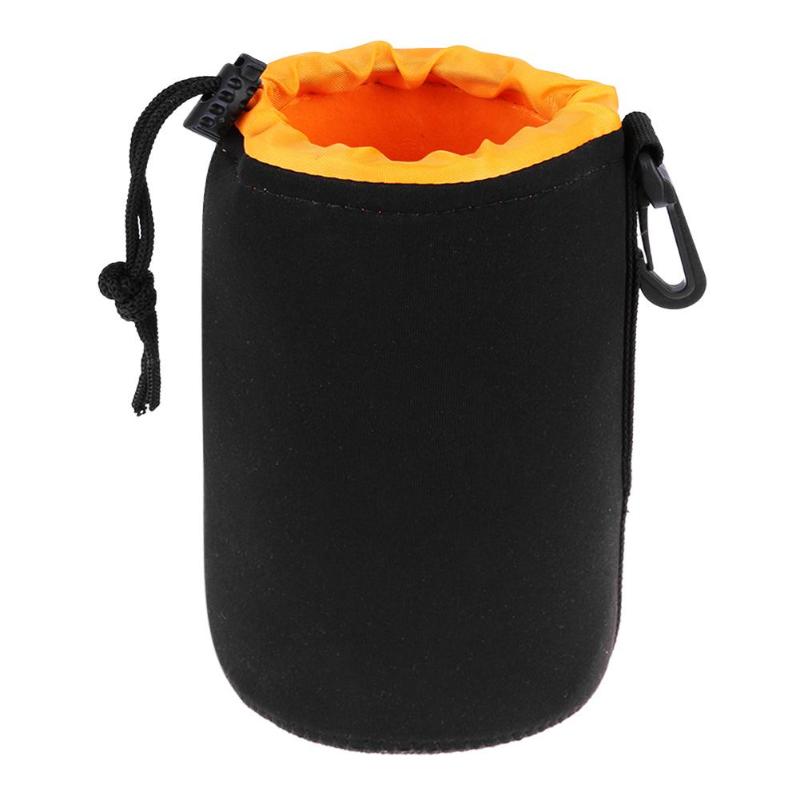 Camera Lens Pouch Bag Neoprene Waterproof Soft Video Full Size S M L XL Camera Lens Fleece Drawstring Protector: Yellow L