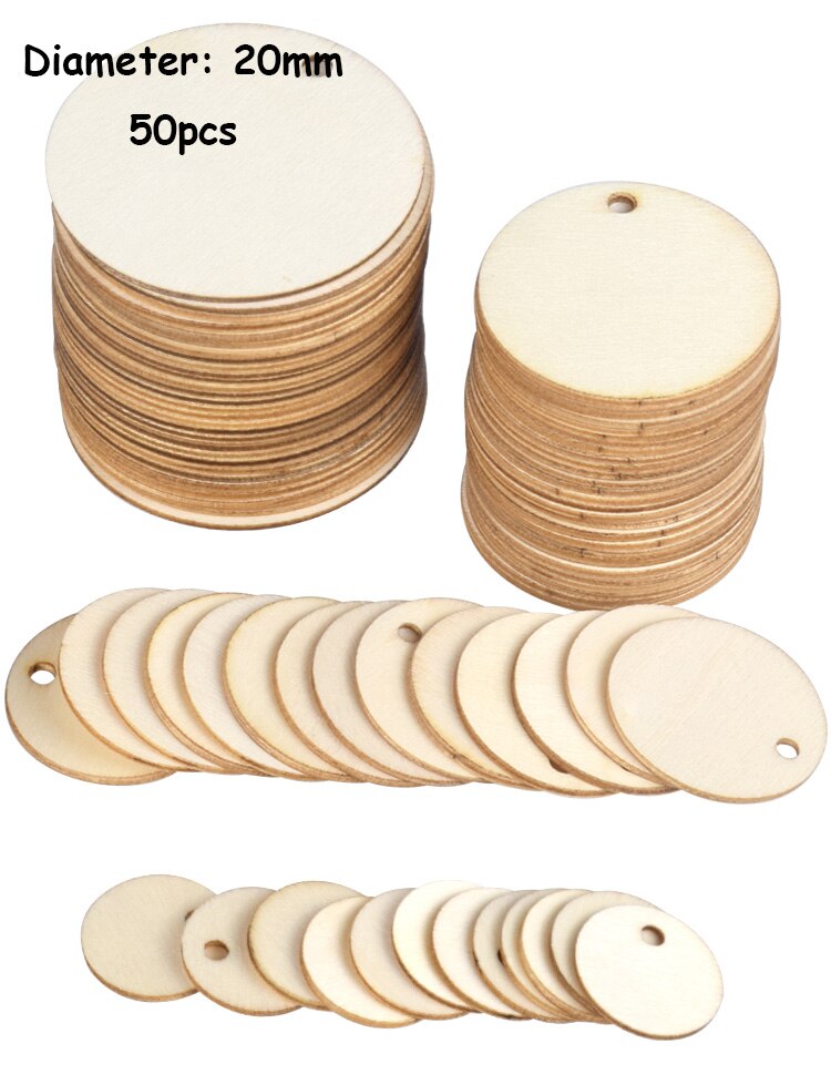 20/30/40/50mm Natural Unfinished Round Wood Slices With Hole,Blank Discs,DIY Crafts Wedding Party Christmas Home Decoration: PINE