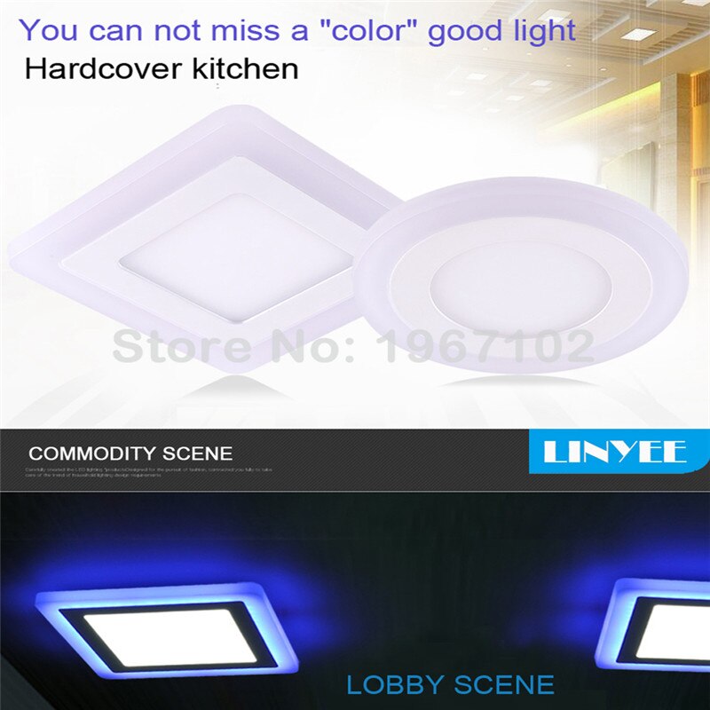 Dobbeltfarvet led-panellampe 6w 9w 16w 24w rundt firkantet panel led-loftlampe indendørs forsænket downlight til boligindretningslamper