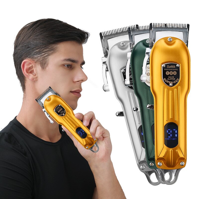 Barber Hair Clipper Trimmer Men Rechargeable Electric Finishing Cutting Machine Beard Shaver Cordless LCD Display