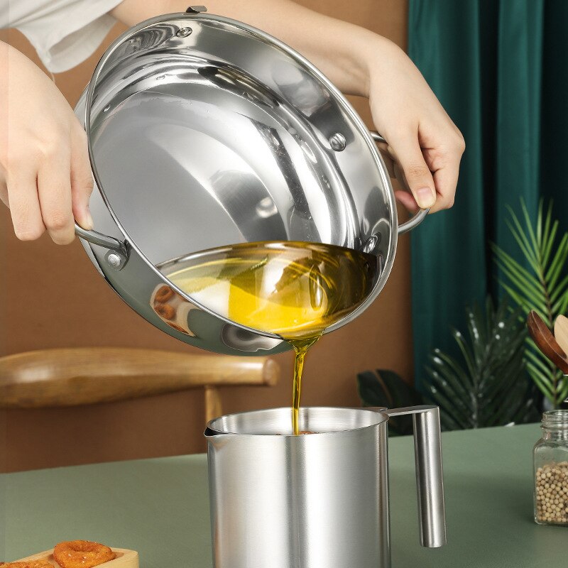 Deep Frying Pot Thermometre Tempura Fryer Pan Temperature Control Fried Chicken Pot Cooking Tools Stainless Steel Kitchen Tool