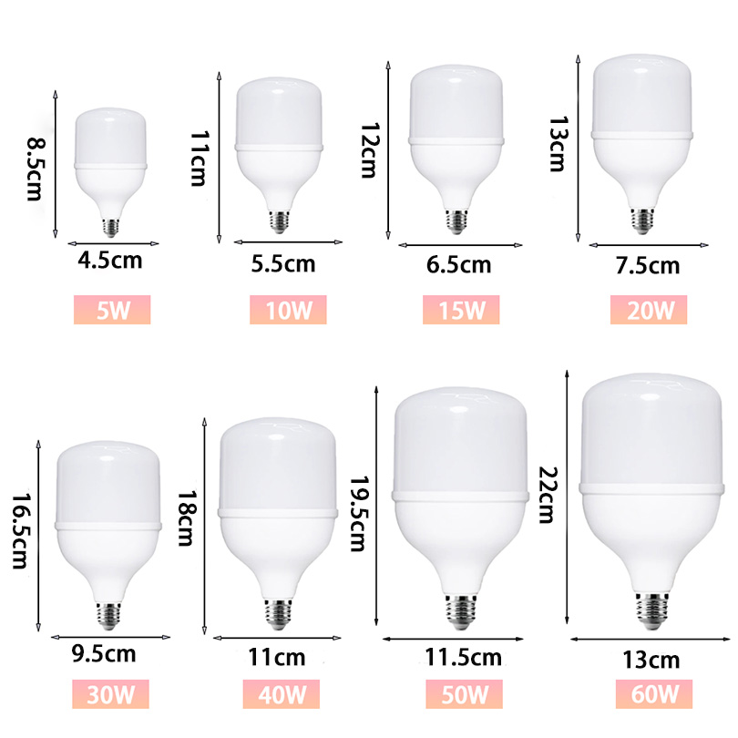 Bombillas LED grandes E27 20W 30W 40W 50W luces de boca de tornillo lámpara de ahorro de energía Interior sala de estar dormitorio iluminación de oficina