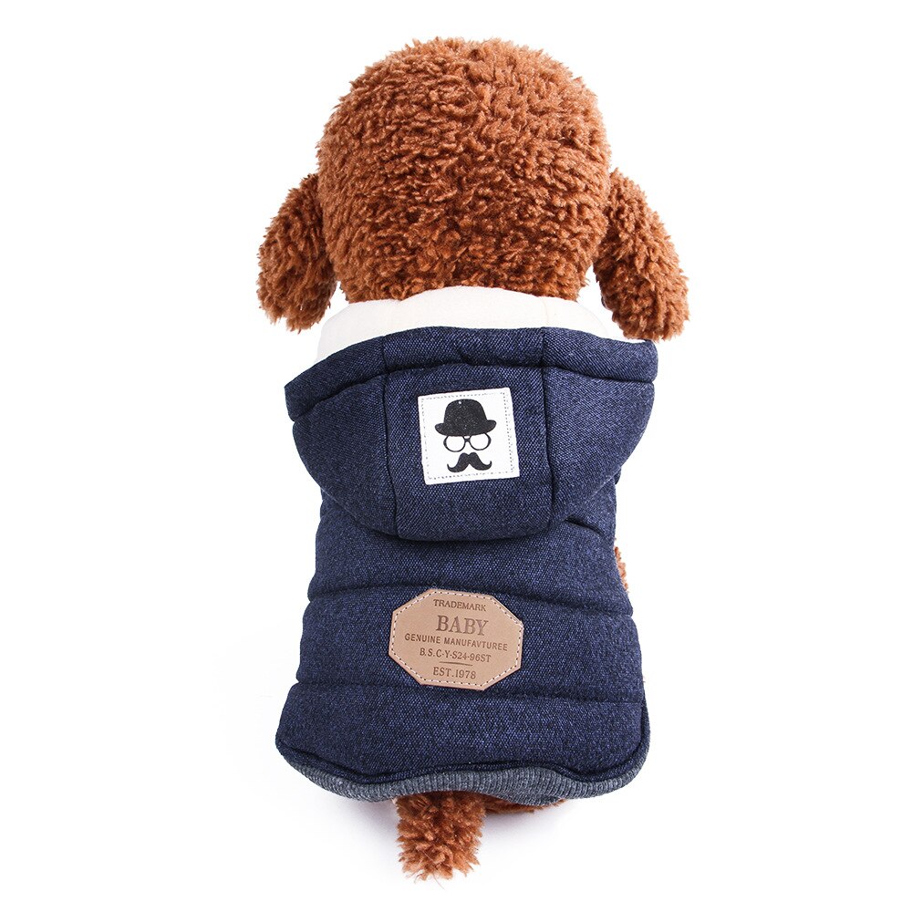 S-2Xl capucha para perro mascota abrigo suave polar ropa para cachorro de perro sudadera invierno ropa para perros pequeños tienda de mascotas: Dark blue / XXL