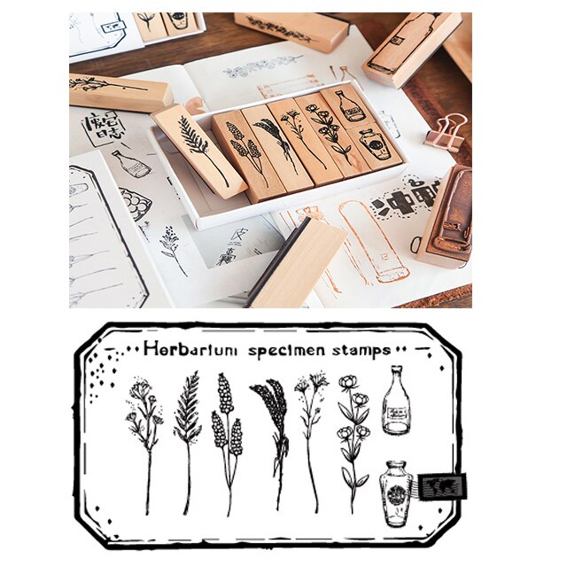 La planta, sellos de goma madera conjunto de sello de caucho para manualidades para tarjeta de estudiante haciendo Scrapbooking: A