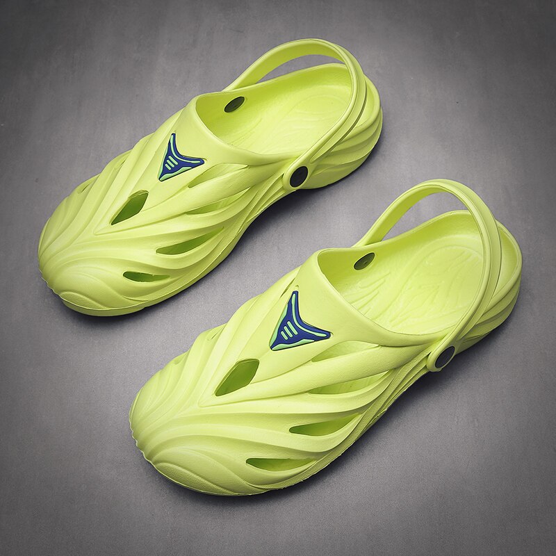 Été plage hommes sandales jaune confortable mocassins trou chaussures hommes décontracté antidérapant caoutchouc sabots jardin sandales Sandalia Hombre
