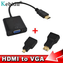 Kebidu 1080P HDMI naar VGA Adapter Micro HDMI Mini HDMI Male Adapter naar VGA Female Converter Voor Xbox 360 PS3 PS4