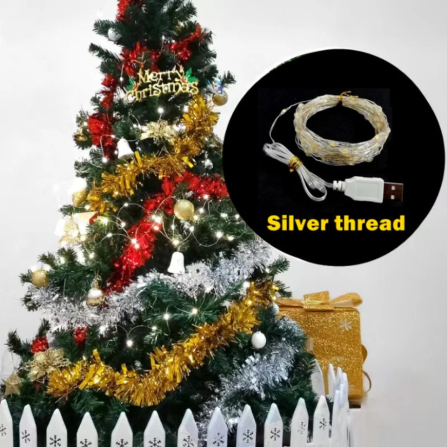 5/10/20M USB LED Lichterketten Kupfer Silber Draht Girlande Licht Wasserdicht Fee Lichter Für Weihnachten hochzeit Party Dekoration