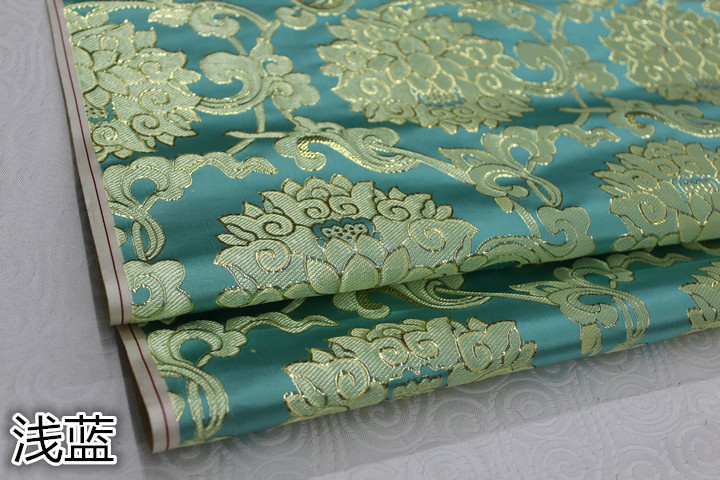 Tkanina Żakardowa Brokatowa - 75cm - Satyna Damask Faux Złoto Jedwab - Na Cheongsam, Lalki, Suknie Mongolskie: Żółty