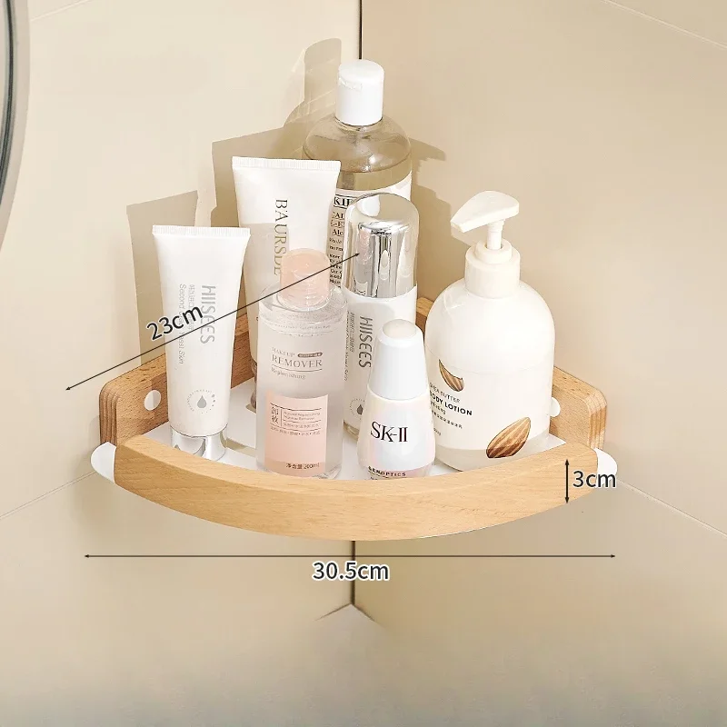 Badezimmer-Handtuchhalter aus Holz, Badregal-einstellen, Dusch-Organizer-Regal, Zauberstab-Badewannenregal aus Holz, Eckregal für Waschraum, Haartrocknerhalter: Licht Gelb