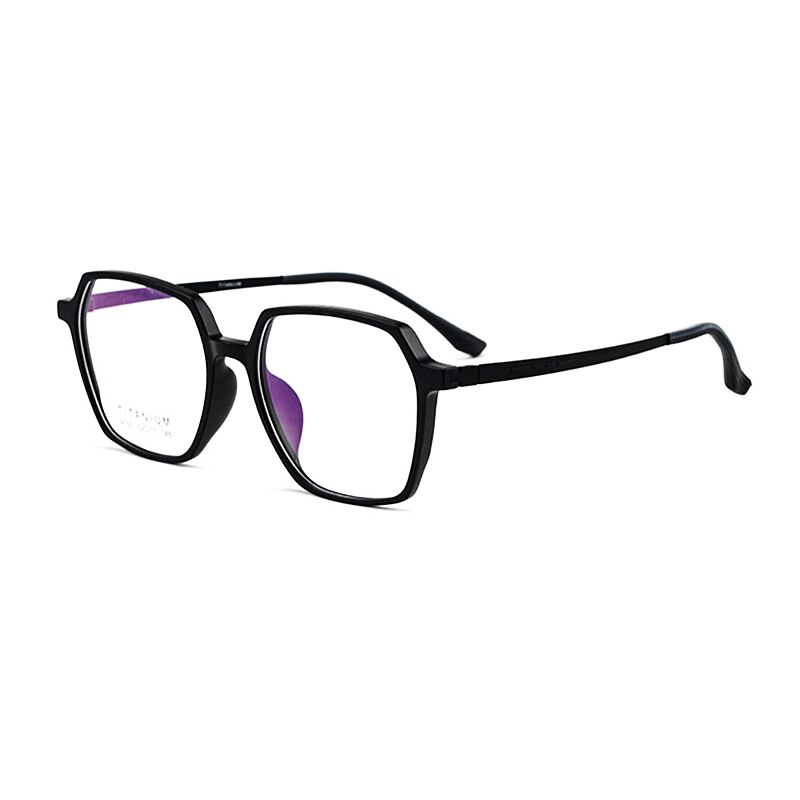 YIMARUILI Transparent Retro Titanium Optical Prescription Eyeglasses Frame Ultra Light TR90 Decorative Myopia Glasses Frame 9705: Black