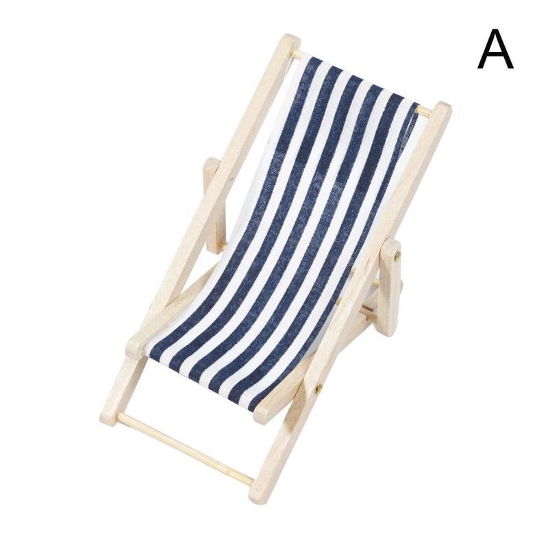 Mini Stripe Beach Lounge Chair 1:12 Doll House Simulation Model Play House Toy Mini Foldable Beach Chair Diy Decor Gril Toy: A