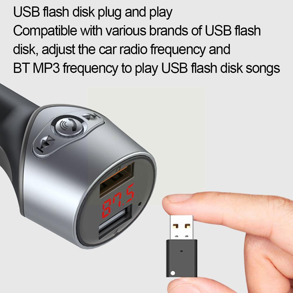 Car Mp3 Multifunctional C5 Bluetooth Player Bluetooth Car disk Hands-free Dual Charger playback USB3.1A charging/U 5.0 Blue D0Y6