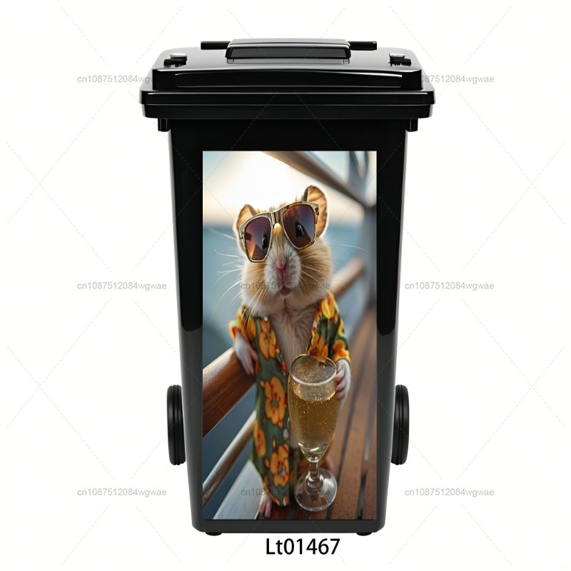 Grappige Dieren Hamster Vuilnisbak Sticker Milieuvriendelijke Verwijderbare Waterdichte Prullenbak Decoratieve Sticker: Klein / Zilver