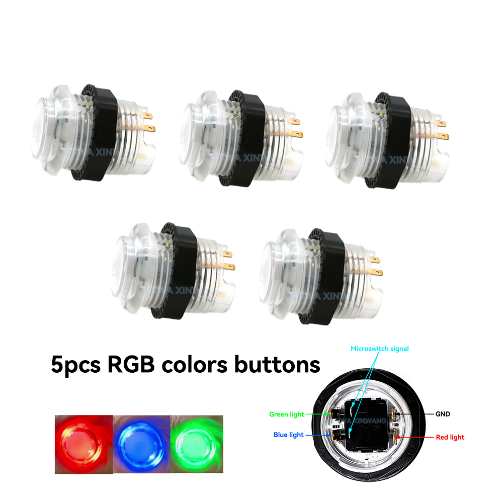 5 pces/10 pces jogo de arcade goldleaf rgb iluminado 3.3v led botão 28mm 30mm botões redondos para mame virtual flipball máquina: YELLOW