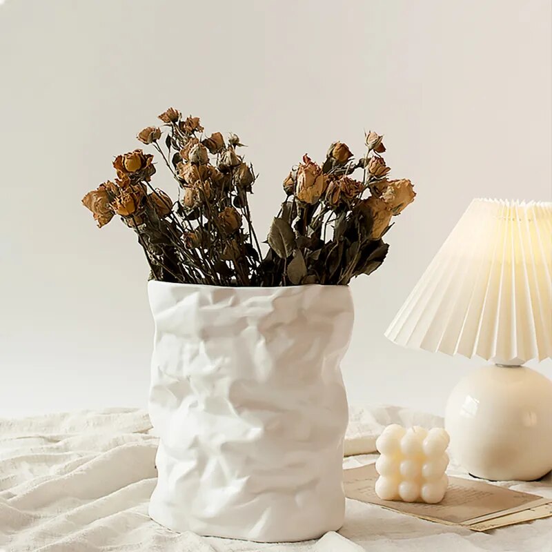 Heimat Kunsthandwerk Dekor Vase nordisch Faltige Papiertüte Blumentopf Blumen Kunst Einsatz Schreibtisch Ornamente Bestes