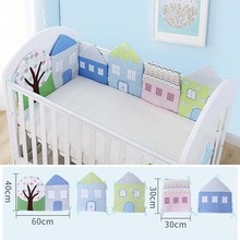 5PCS Little House Baby Room Crib Bumper Baby Bedding Set Newborn Bed Cotton Pillow Cushion Infant Crib Protector Cot Fence Decor