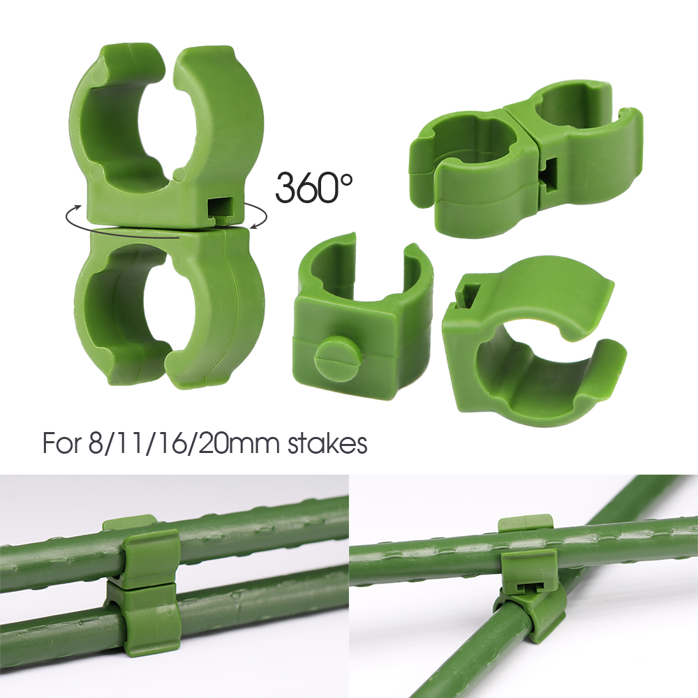 Attache en plastique 8-20mm, 15 pièces, Clip croisé de jardin pour tige de Support de plante, boucle réglable ou fixe, pince de connecteur de piquet de treillis