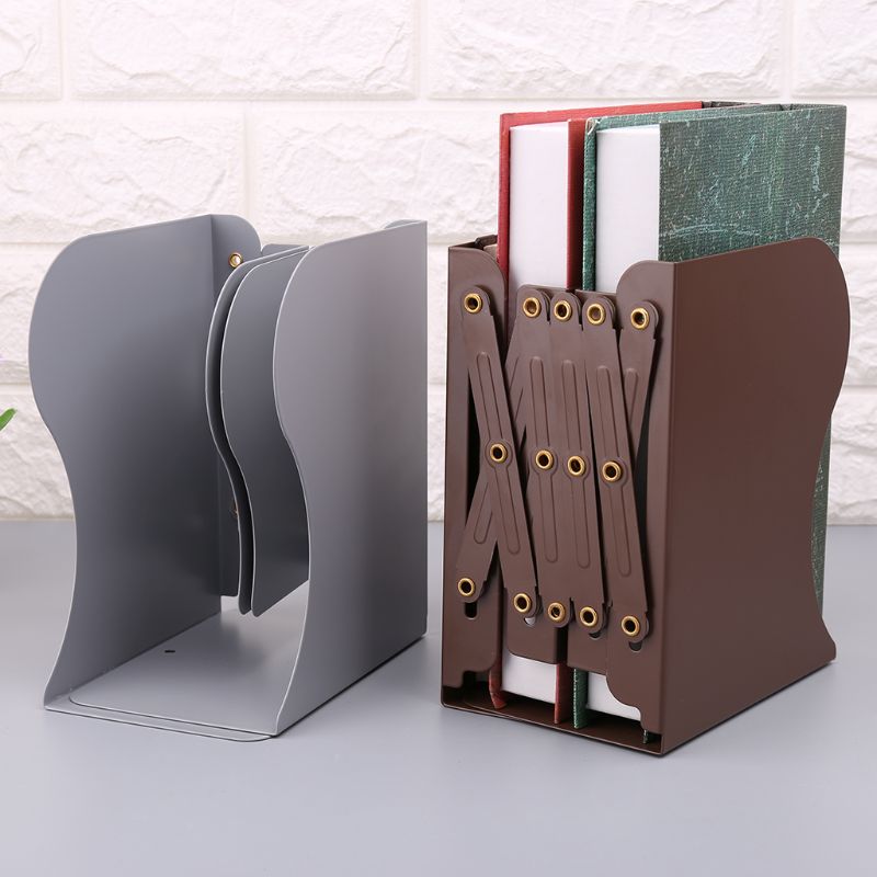 Extension Adjustable Metal Bookends Heavy Duty Book Desktop File Folder Retractable Stand Bookshelf Rack Holder