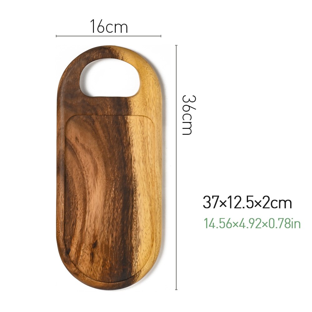 Creatieve Houten Dienblad Massief Hout Diner Plaat Pizza Plaat Vierkante Pizza Lade Acacia Hout Servies: Medium plate