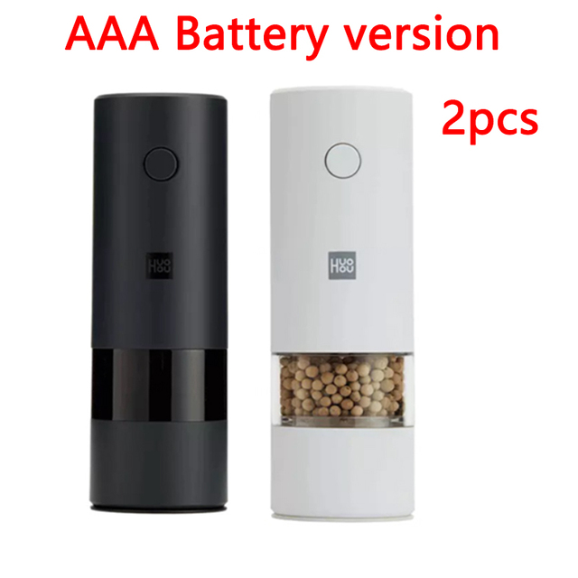Huohou Electric Automatic Mill Pepper and Salt Grinder LED Light 5 Modes Peper Spice Grain Porcelain Grinding Core Mill Kitchen: army green