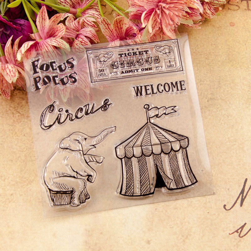 10x10cm Elephant circus Transparent Clear Stamps Silicone Seals Roller Stamp DIY scrapbooking photo album/Card Making Christmas