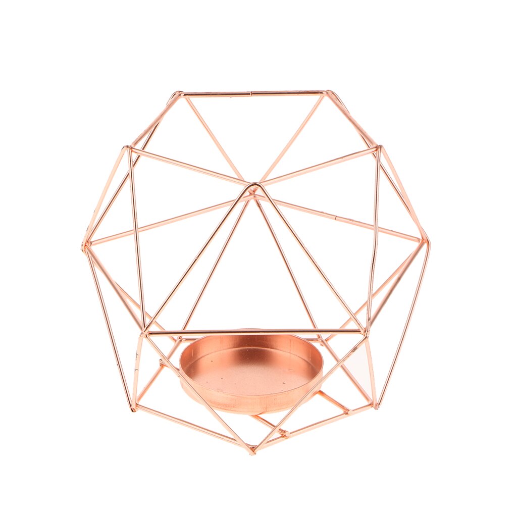 Touch nordic style 3d geometrisk lysestage metal væg lysestage lampet matchende lille fyrfadslys tilspidset lysestage: Rose guld