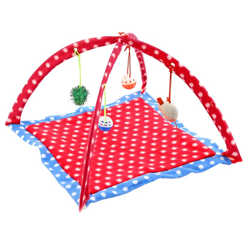 Funny Cat Play Mat Cat Tent Activity Center with Hang Cat Toys Cat Play Mat Blanket House Detachable Kitten Tents: Roze