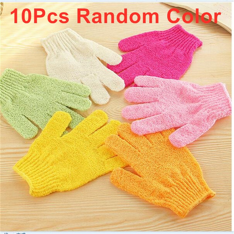 10Pcs Bath Gloves Exfoliating Wash Skin Spa Massage Body Scrubber Cleaner Shower Gloves Foam Bath Body Massage Glove