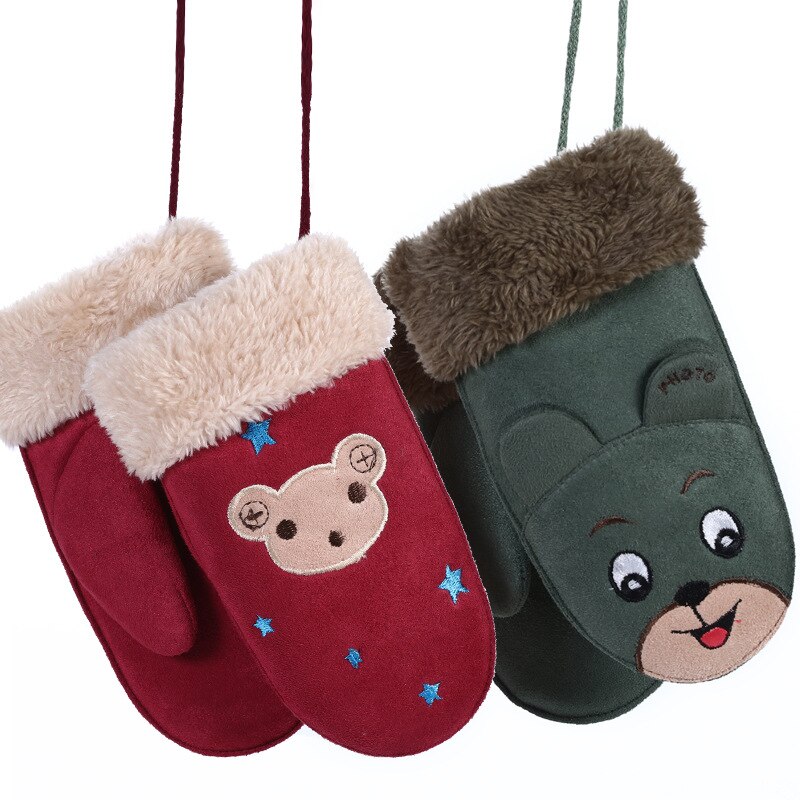 1 Pair Cartoon Child Mittens Winter Warm Kids Girl Gloves Knitted Children Toddler Teething Mitten Handschoen