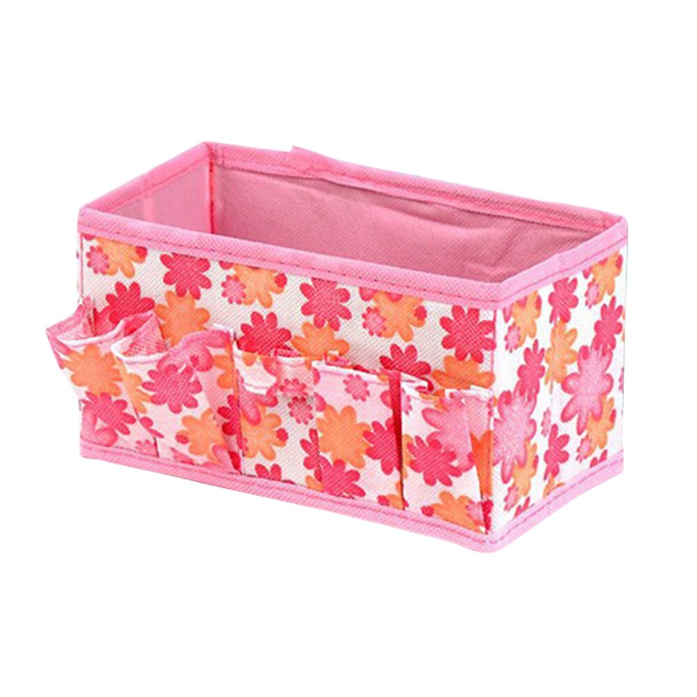 Multifunctional Folding Non-woven Make Cosmetic Storage Box Organizer Jewelry Container Bag Case ): Pink
