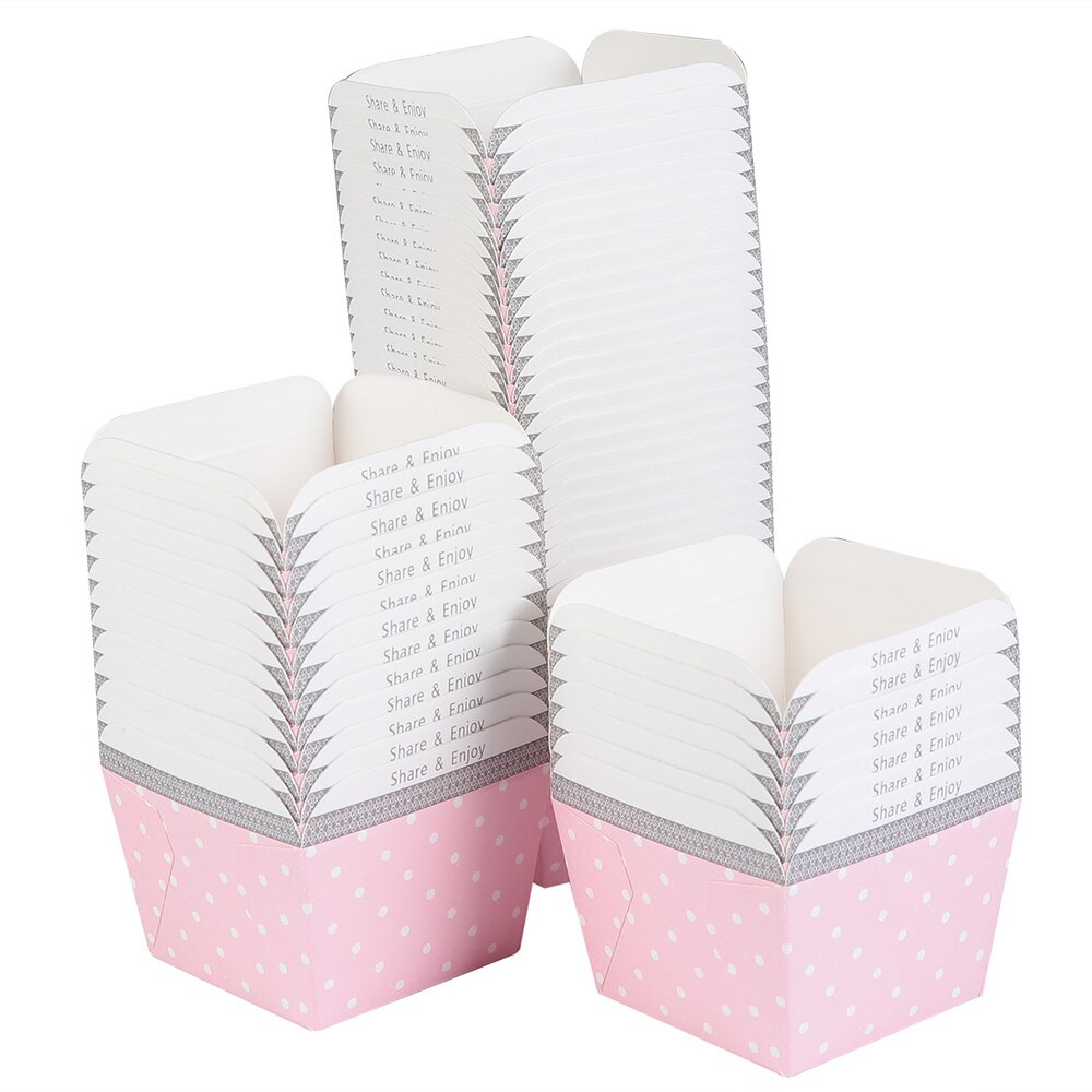100 pièces mignon papier Cupcake tasses carré jetable gâteau tasse résistant à la chaleur Dessert bols Mini gâteau boîte fournitures de fête (point bleu): Pink Dot