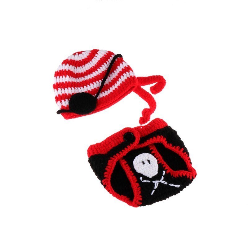 Moeble-vêtements Pirate pour -né | Accessoires de photographie, ensemble chapeau et couches en Crochet, Costume de bébé fait à la main