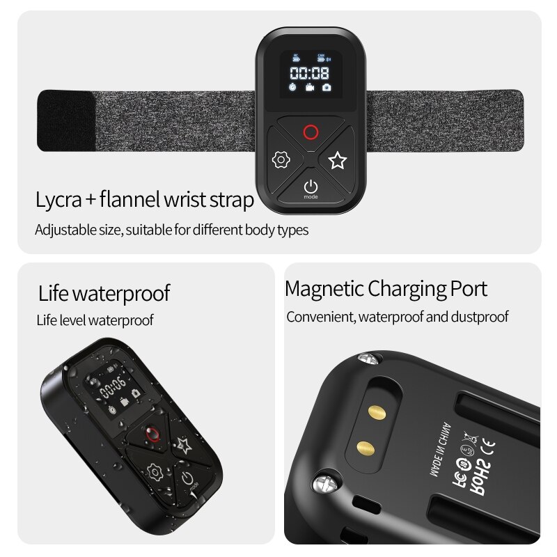 Télécommande intelligente sans fil bluetooth pour Go Pro Hero 10/9/8 Max, étanche, contrôleur de caméra, accessoires de caméra de Sport