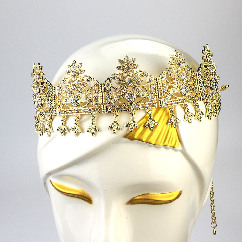 Sunspicems Goud Kleur Algerijnse Bruiloft Haaraccessoires Head Chain Hoofddeksel Sieraden Voor Vrouwen Turkse Etnische Bridal