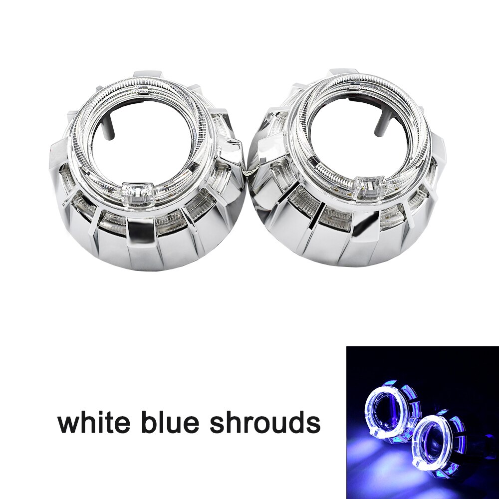 2,5 pulgadas honeycomb con revestimiento azul Bi xenon HID MINI lente del proyector H1 faro del coche H4 H7 anillo adaptador de la base de estilo de coche retrofit: only WB shrouds
