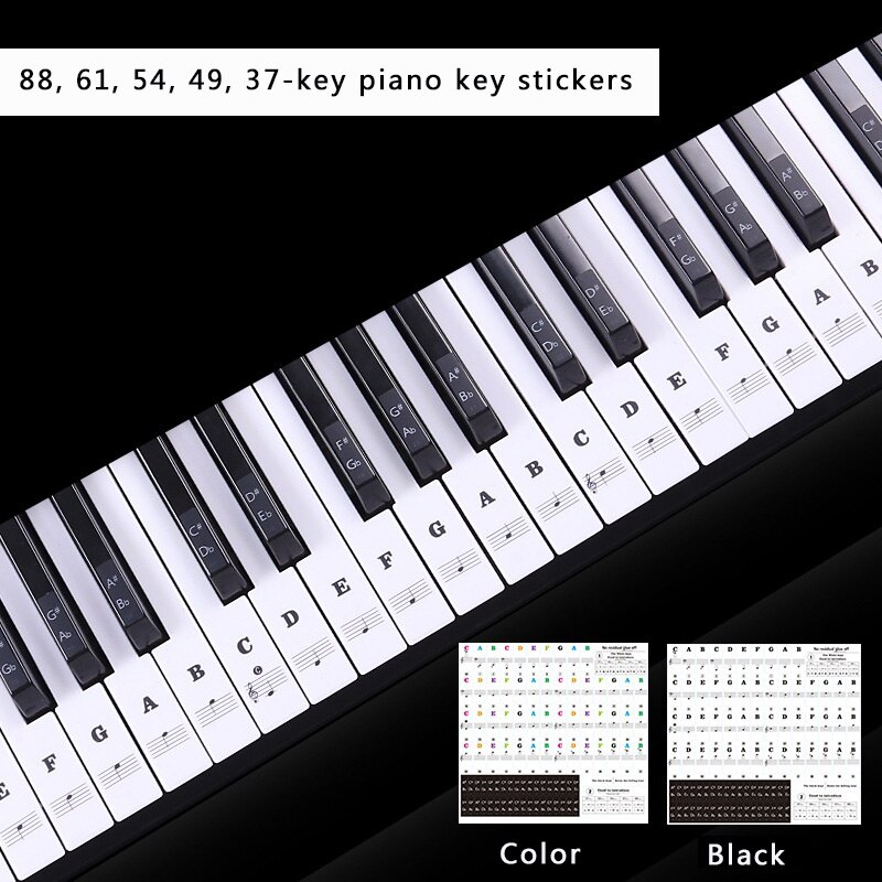 54/61/88- tangenter klaver klistermærke gennemsigtigt klaver keyboard pvc klistermærke piano stav elektronisk keyboard lyd navn note klistermærke