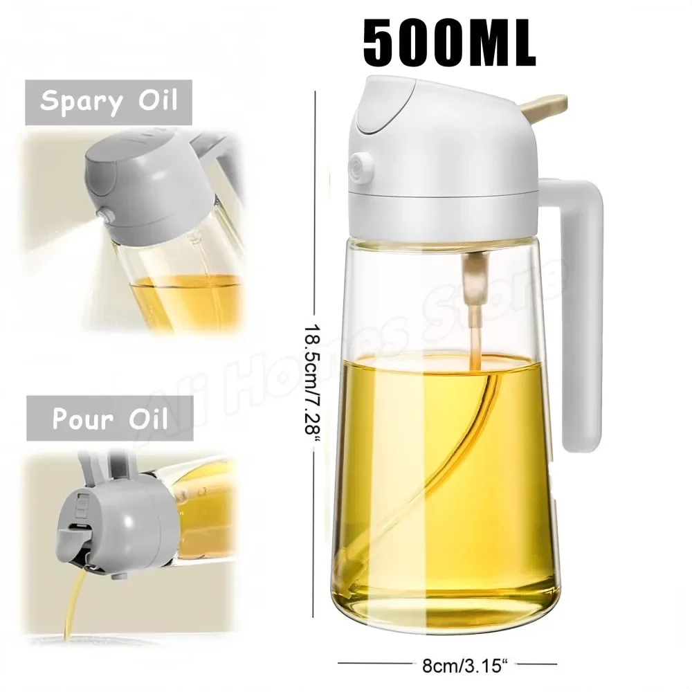 500ml 2 in 1 spray oliesprøjte oliedispenser oliekrukke til grill køkken bagning luft stegepande ovn stegning picnic køkkenværktøj