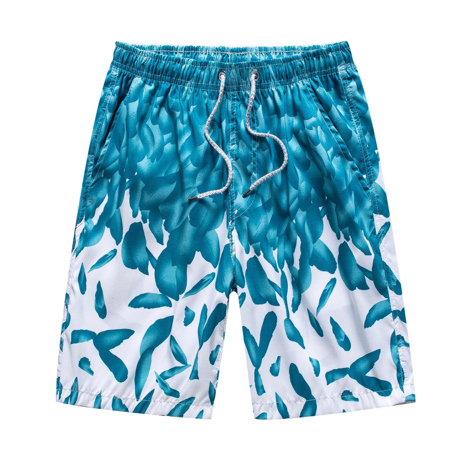 Summer Men's Board Beach Five-point Pants Surfing Swimming Trunks Dark Blue Sea Water Printing Men's Board Shorts #BL2