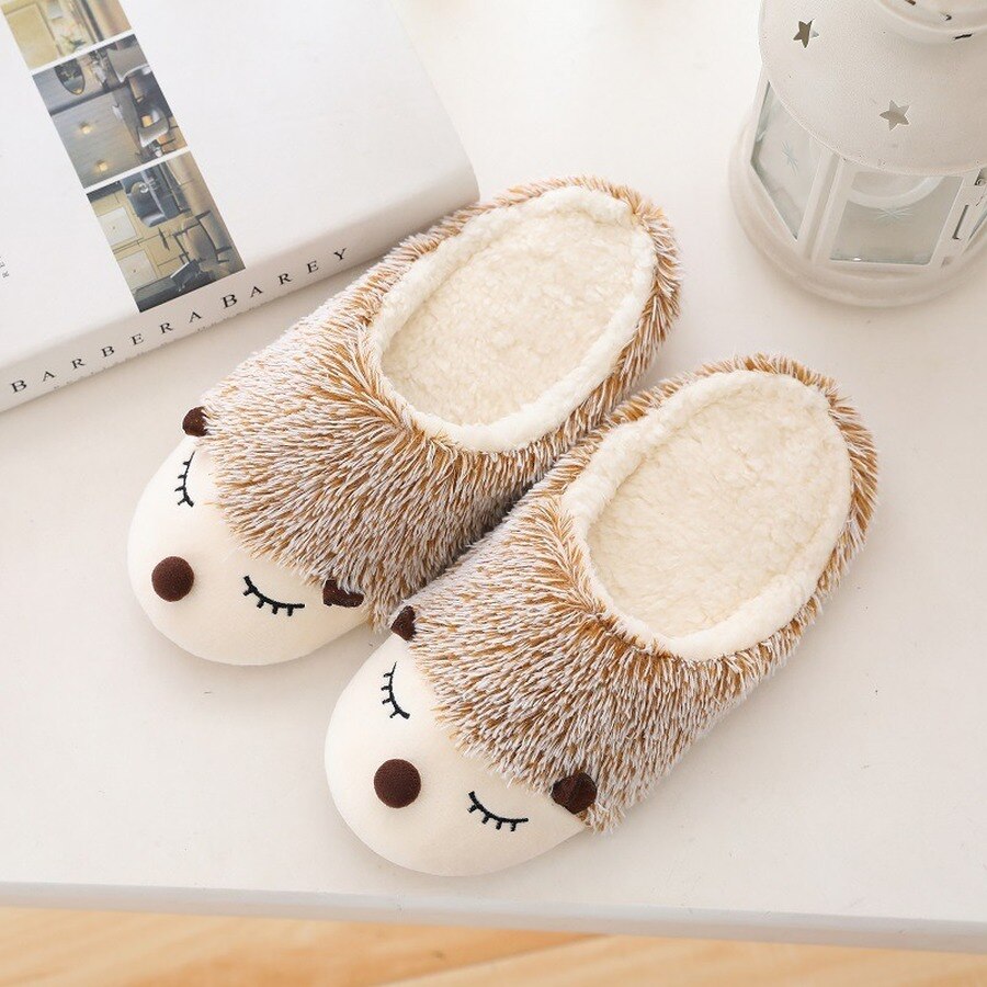 hiver hérisson Animal intérieur pantoufles pour femmes et hommes mignon enfant pantoufles famille maison chaussures maison unisexe neige