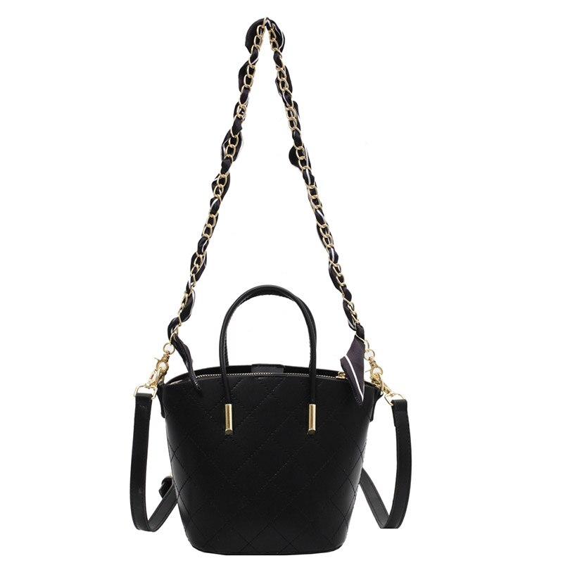 Weiche pu-leder-umhängetaschen für damen, beliebt Ich bin koreanischen stil, niedliche Eimer-Tasche, Bote Tasche mit einer schulter.: Schwarz