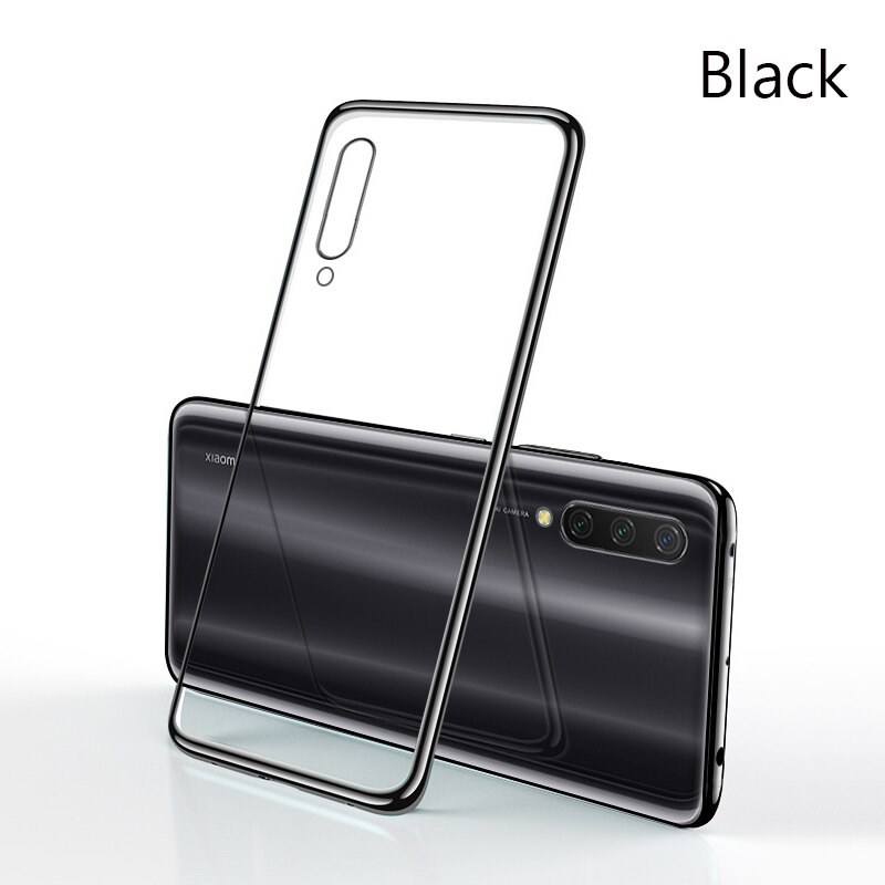 Lainergie Cover Voor Xiao mi mi A3 case LUXE Plating Soft Clear Slim Telefoon Gevallen Voor Xiao Mi Mi 9 lite CC9 CC9E Case: For Mi A3 / Plating Black