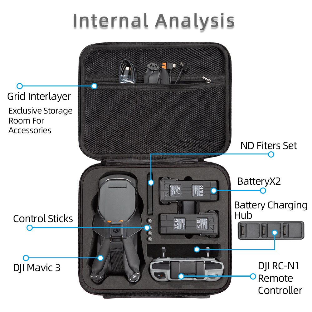 DJI-estuche de almacenamiento Mavic 3, bolsa de hombro impermeable, caja de almacenamiento rígida, bolso de mano para accesorios de Dron Mavic 3