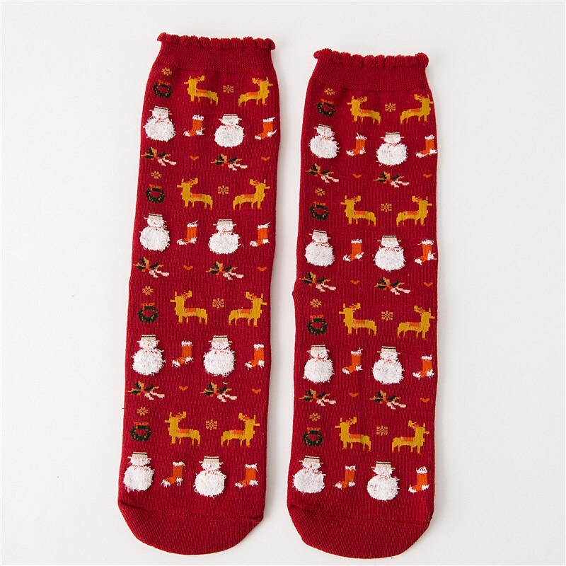 Women Socks Winter Warm Christmas Stereo Socks Cotton Cute Santa Claus Deer Socks Xmas Christmas Socks for girls: J