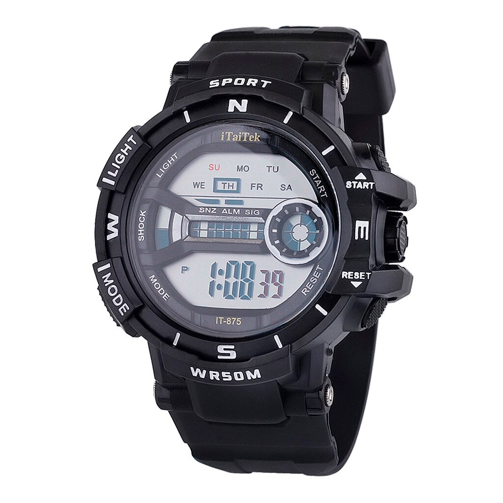 Sporthorloge Multifunctionele Waterdichte Lichtgevende Mode Elektronische Horloge Curren Horloge Mannen Erkek Kol Saati Часы Мужские: Black